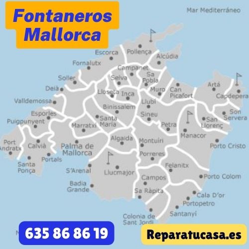 localidades donde prestamos servicios de fontanería en la isla de Mallorca